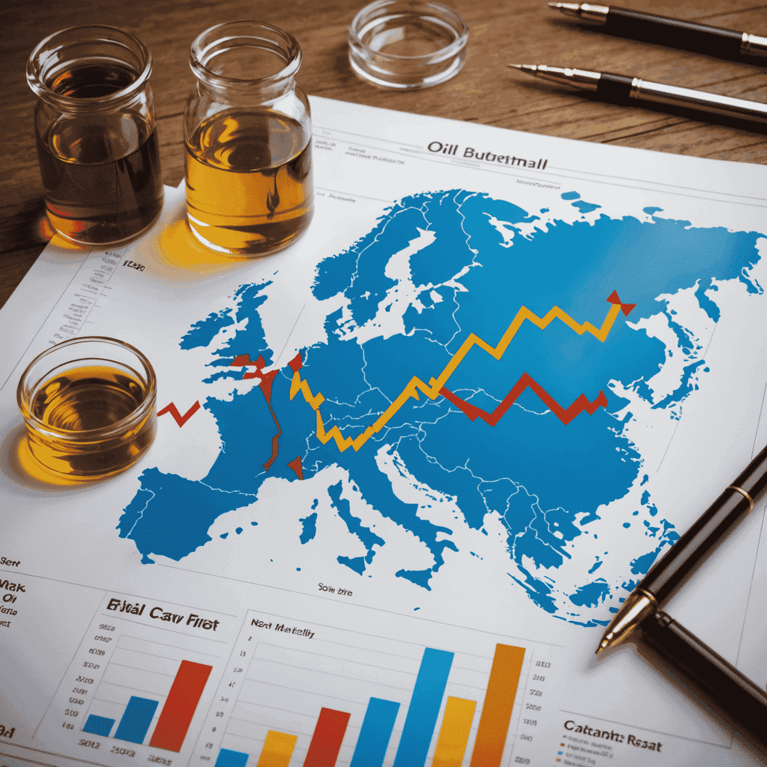 Dynamic oil market chart showing price fluctuations and global supply-demand balance